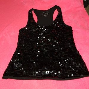 New black sequins tunic tank